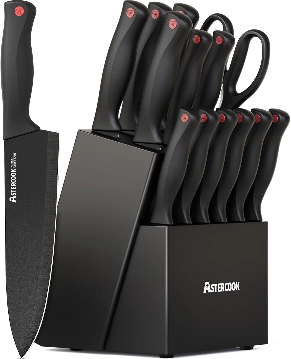 15-Piece Kitchen Knife Set with Sharpener